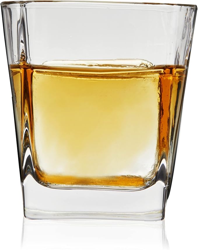 TRUE Square Rocks Glass, Old Fashioned Whiskey Glasses, Superb Drinking Cups for Cocktail Party, Home Bar, Bartender Accessories, Set of 4, 10 oz