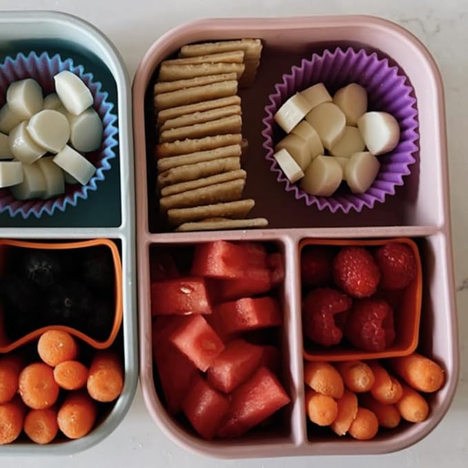 Ali+Oli Silicone Bento Box (Construction) Lunch Box for Kids, Toddlers, Preschoolers & Adults | BPA-Free and Spill-Proof | Ideal for School, and On-the-Go Meals| Perfect for Lunch, Snacks, and Meals