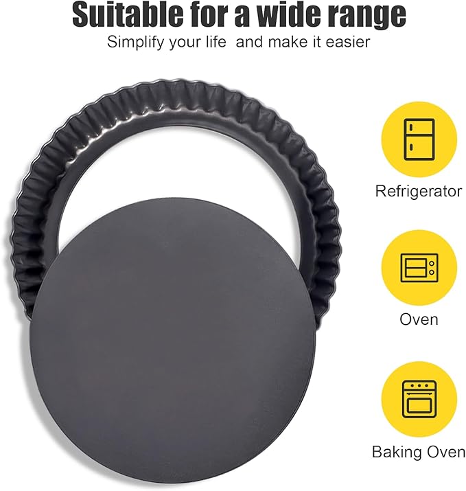 9 Inch Fluted Tart Pan Fruit Pie Pans With Removable Base Nonstick Coating Tarts Molds for Baking Supply For Pizza Tartlet Cake Quiche