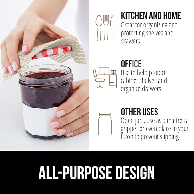 GORILLA GRIP powerGRIP Drawer Shelf and Cabinet Liner, Thick Strong Hold, Non-Adhesive Liners Protect Kitchen Cabinets and Cupboard, Bathroom Drawers, Easy Install, Breathable Mat, 12" x30', Cream