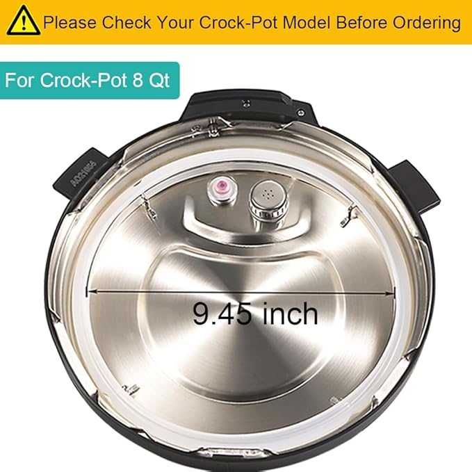 2-Pack Original Sealing Ring for Crock Pot 8 Quart Pressure Cooker, Silicone Gasket for Crockpot pressure cooker 8Qt, Replacement Parts for CrockPot pressure cooker 8 Quart [SCCPPC800-V1], Clear