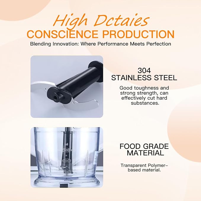 MegaWise Pro Titanium Reinforced 5-in-1 Immersion Hand Blender, Powerful Motor with 80% Sharper Blades, 12-Speed Corded Blender, Including 500ml Chopper, 600ml Beaker, Whisk and Milk Frother (Black)