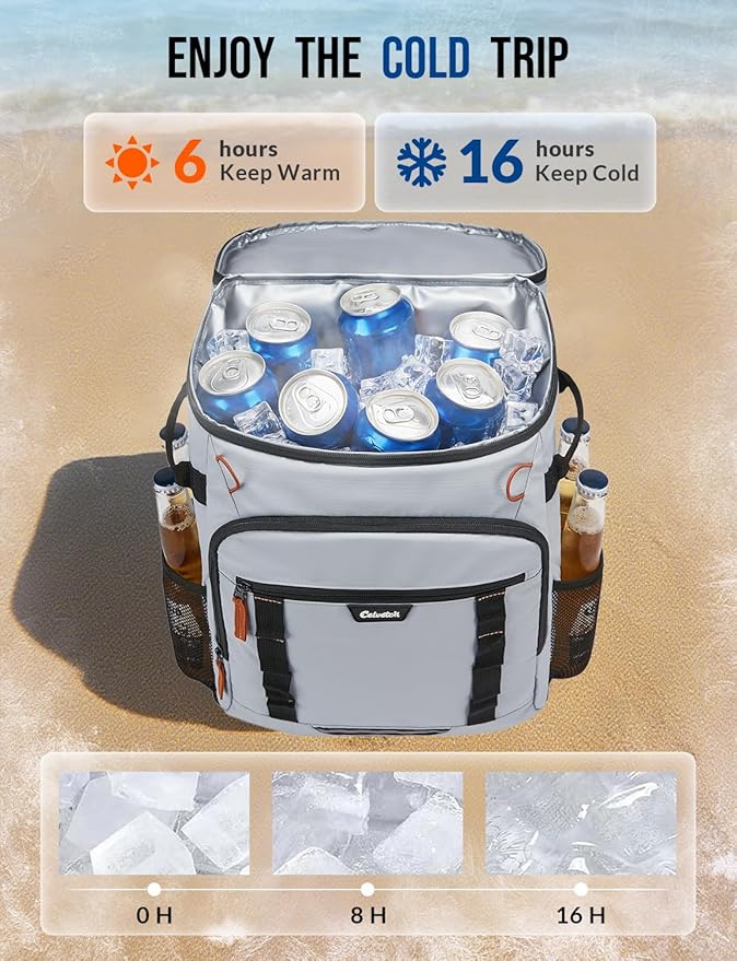 Backpack Cooler Insulated Leak Proof 36/40 Cans Large Capacity Soft Insulated Cooler Bag Lightweight Lunch Backpack for Men Women Work Travel Beach Camping Picnic Hiking - Grey