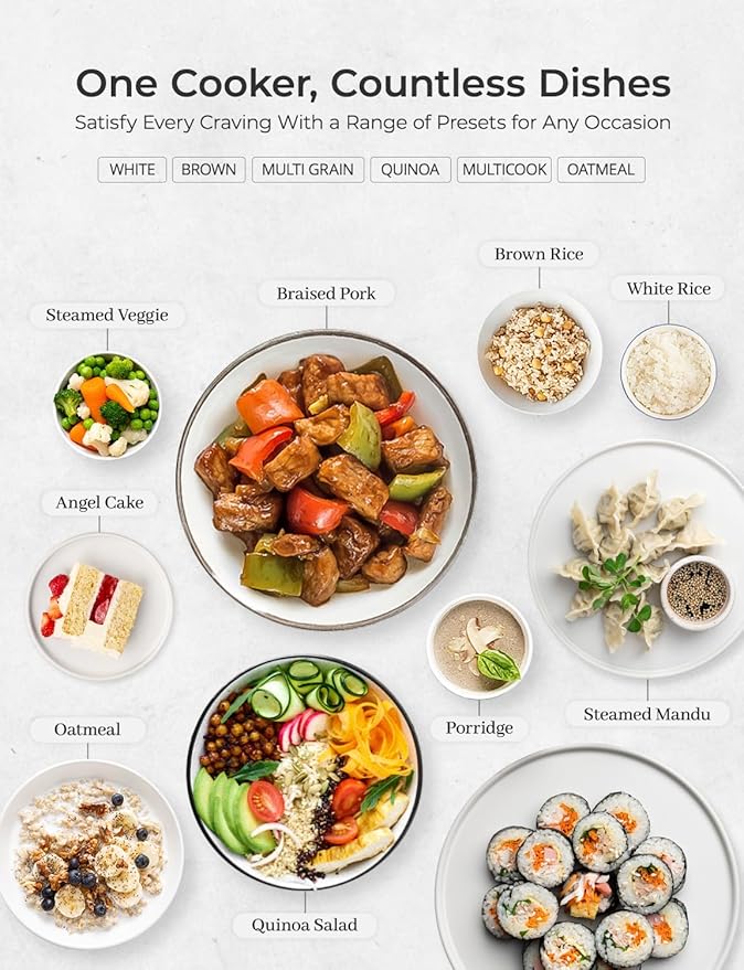CUCKOO Rice Cooker 3 Cup Uncooked / 6 Cup Cooked, Modern Fuzzy Logic Rice Cooker Small with Delay Timer & Keep Warm Setting, Versatile Food Steamer for Cooking, Non-Stick Inner Pot, White (CR-0375FW)