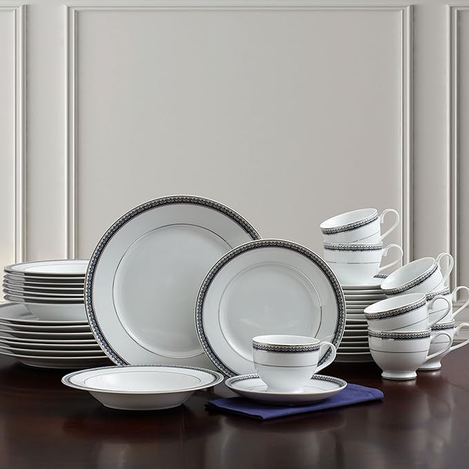 Mikasa Platinum Crown Cobalt 40-Piece Dinnerware Set, Service for 8
