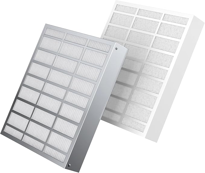 Replacement for perfect fry Filter 83543, 2-Stage Air Filter 2FK001 Fit for Ventless/Hoodless Commercial Perfect Deep Fryers DSE/DSA, PFA/PFC & SFC - Includes White Carbon Filter & Metal HEPA Filter