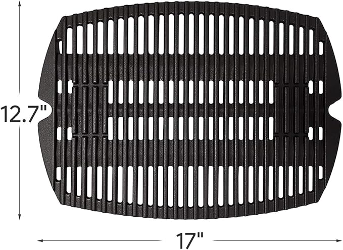7582 7644 Replacement Cooking Grates for Weber Baby Q, Q 100 Q120 Q1000 50060001 51060001 52020001 Q1200 Q1400, Matte Cast Iron Cooking Grid for Weber Baby Q