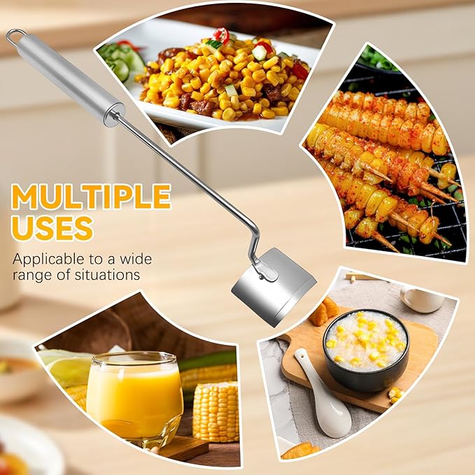 Corn Peeler for Corn on the Cob,2025 New Long Handle Stainless Steel Corn Stripping Tool,Corn on the Cob Remover,Corn Peeler Tool,Suitable for Home Kitchen and Outdoor Dining (1Pcs)