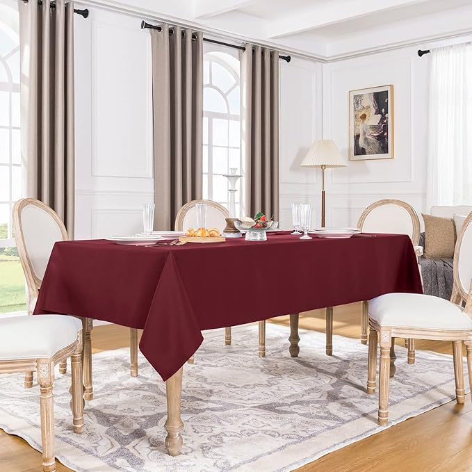 Softalker Rectangle Tablecloth, Waterproof & Stain Resistant Table Cloths Wrinkle Free Fabric Washable 210GSM Polyester Table Cover for Dining/Party/Outdoor - 60 x 102 inch,Burgundy