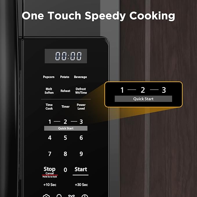 BLACK+DECKER Over the Range Microwave Oven with Vent and One-Touch Auto Cooking, 1.7 cu. ft. OTR Over Stove Microwave, Black, 1000 Watts, EM044K6CF-BK