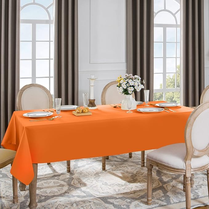 Softalker Rectangle Tablecloth, Waterproof & Stain Resistant Table Cloths Wrinkle Free Fabric Washable 210GSM Polyester Table Cover for Dining/Party/Outdoor - 52 x 70 inch,Orange