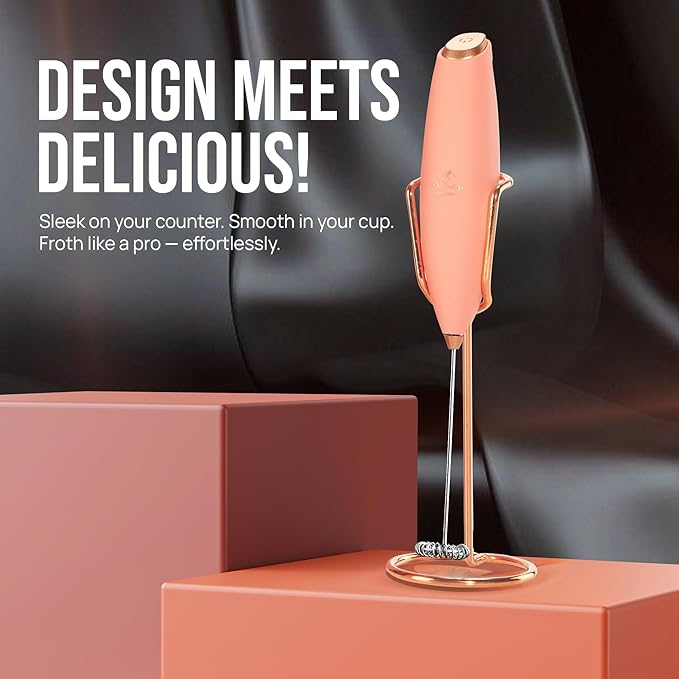 Zulay Kitchen Executive Series Luxury Gift Milk Frother with 4 Duracell Batteries – Handheld Electric Foam Maker for Coffee, Lattes & Hot Chocolate – Deluxe Finish, Ultimate Gift for Coffee Lovers