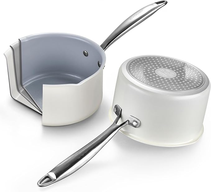 Tri-Ply Stainless Steel Sauce Pan with Steamer Basket & Strainer Glass Lid–Multi- Function Pot 2 QT- Modern Sleek Design–Safe,Chemical-Free & Stylish Cookware–Upgrade Your Kitchen with Healthy Cooking