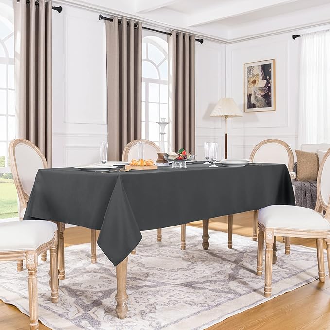 Softalker Rectangle Tablecloth Waterproof & Stain Resistant Table Cloth Wrinkle Free Fabric Washable 210GSM Polyester Table Cover for Dining/Party/Buffet/Wedding (90x156 inch, Grey)