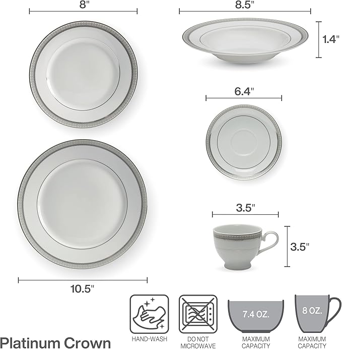 Mikasa Platinum Crown 40-Piece Dinnerware Set, Service for 8