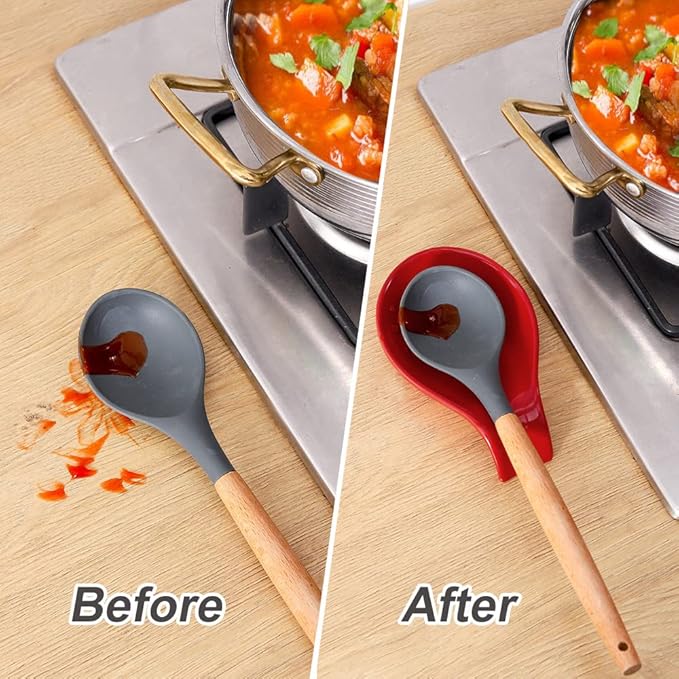 Nihow Ceramic Spoon Rest: 4 Inch Stable Utensil Rest - Heat Resistant Spoon Holder for Kitchen counter/Countertop/Stove Top - Dishwasher Safe - Elegant Red (1 PC)