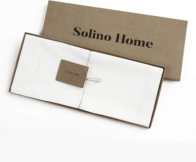 Solino Home White Table Runner 72 Inches Long - Dru Cotton Linen Dining Table Runner 14 x 72 Inch for Summer, Fall, Autumn, Halloween - Handcrafted and Machine Washable