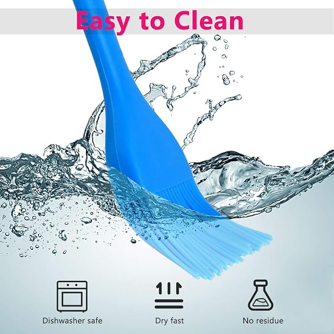 Silicone Basting Pastry Brush Set 5 Pack Heat Resistant Spread Oil Butter Sauce for BBQ Grill Barbeque Kitchen Baking Cooking Pastries, 2 Large & 3 Small Multicolor