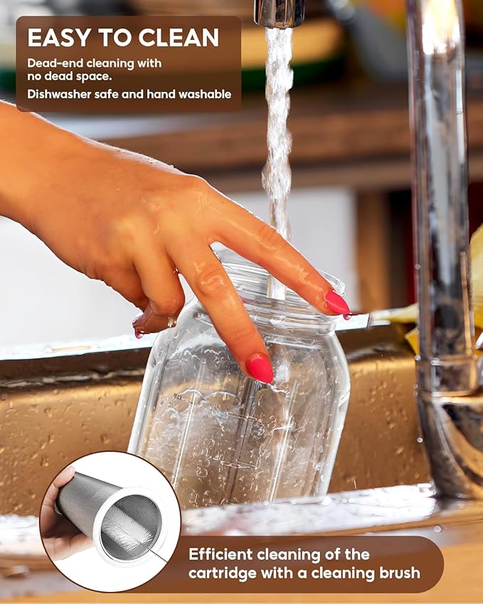 Cold Brew Coffee Maker Jar - 2 Pack 64 oz(2 Quart / 1.9 Liter)Glass Cold Brew Maker with Handle, Stainless Steel Filter&Leak-Proof Lid, Heavy Duty Cold Brew Pitcher for Iced Coffee, Sun Tea, and Milk