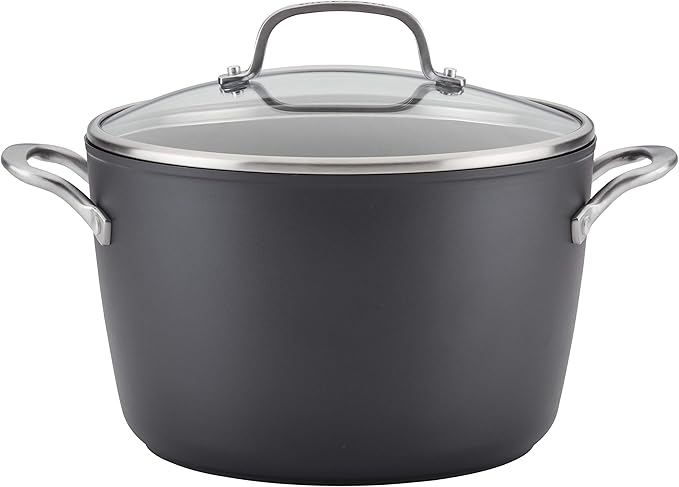 KitchenAid Hard Anodized Induction Nonstick Stock Pot/Stockpot with Lid, 8 Quart, Matte Black