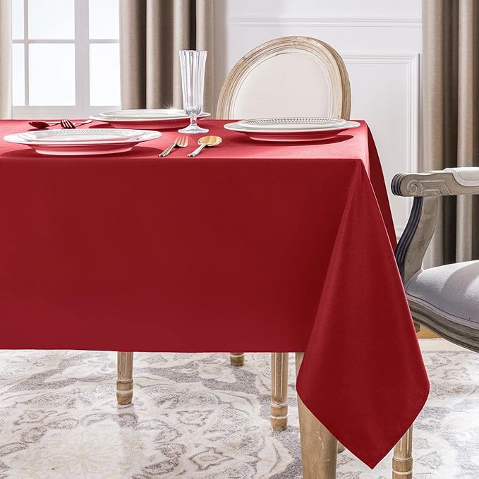 Softalker Rectangle Tablecloth, Waterproof & Stain Resistant Square Table Cloths Wrinkle Free Fabric Washable 210GSM Polyester Table Cover for Dining/Party/Outdoor - 54 x 54 inch,Red