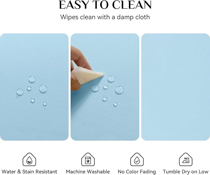 Softalker Rectangle Tablecloth, Waterproof & Stain Resistant Table Cloths Wrinkle Free Fabric Washable 210GSM Polyester Table Cover for Spring/Party/Outdoor - 90 x 132 inch,Baby Blue