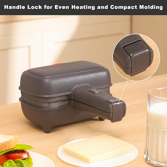 Mini Sandwich Maker with Removable Plates: Portable Grilled Cheese Maker, Electric Breakfast Sandwichera with Non-Stick Plates, Hot Sandwich Maker Press for Cooking Breakfast, Grilled Cheese