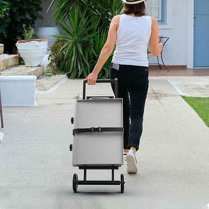 Portable Grill Cart for Blackstone 17 Inch & 22 Inch Table Top Griddles, Folding Cart Griddle Stand with Side Shelf for Blackstone 17" 22" Grills, Backyard, Camping and Outdoor Cooking