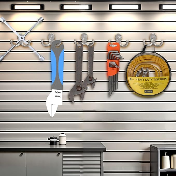 Coat Hooks Wall Hooks for hanging - 8 pack Silver Double Prong Hook Wall Mounted - Great for Living Room, Kitchen, Bedroom for Coat, Bag, Scarf, Towel, Hat, Key, Cup,Sturdy, Durable, Rust-Resistant