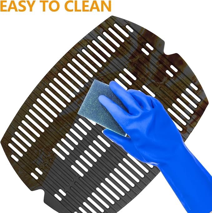 BBQ-PLUS 7582 Cast Iron Cooking Grate for Weber Baby Q Series Parts Q1000 Grill Accessories Q100 Q120 Q1200 Sreies,Grill Grate Replacement for Weber 386001 386002,17 x 12.7 with Carry Bag