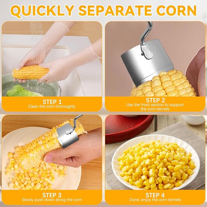 Corn Peeler for Corn on the Cob,2025 New Long Handle Stainless Steel Corn Stripping Tool,Corn on the Cob Remover,Corn Peeler Tool,Suitable for Home Kitchen and Outdoor Dining (1Pcs)