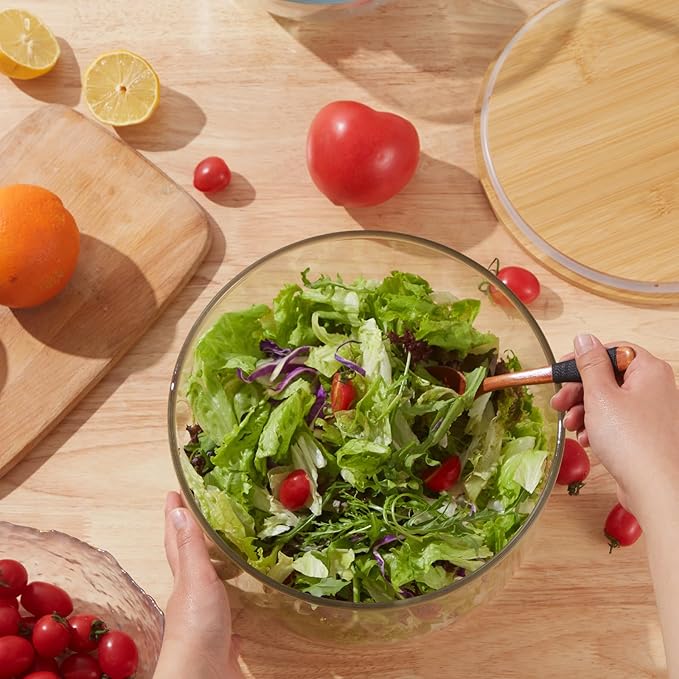 190oz Extra Large Glass Trifle Bowl with Lid, Modern Design Clear Glass Round Dessert Centerpiece Serving Bowl for Laying Ice Cream Cakes, Salad, Fruit, Microwave & Dishwasher Safe