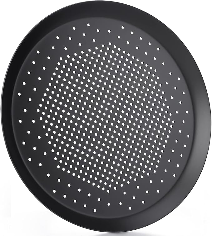 Beasea 10 Inch Pizza Pan With Holes - Perforated Aluminum Alloy Round Vented Crisper for Oven, Baking Tray Bakeware for Home Restaurant Kitchen