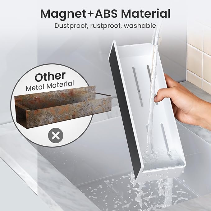 Magnetic Spice Rack for Refrigerator, Kitchen Organizer and Storage Shelf, White (2 Pack)…