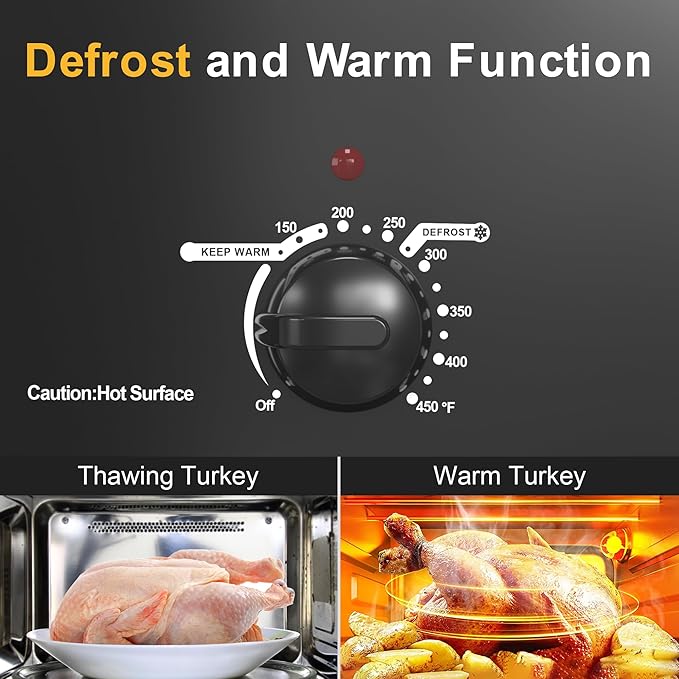 24QT Electric Roaster Oven, Electric Turkey Roaster with Viewing & Self-basting Lid, Stainless Steel Turkey Roaster Oven, Black