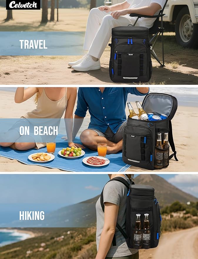 Backpack Cooler Insulated Leak Proof 36/40 Cans Large Capacity Soft Insulated Cooler Bag Lightweight Lunch Backpack for Men Women Work Travel Beach Camping Picnic Hiking - Black