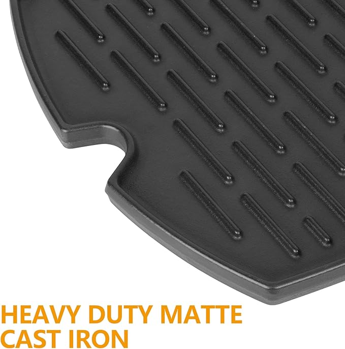 BBQ PLUS 7582 Cast Iron Cooking Griddle for Weber Baby Q Series Parts Weber Q1000 Grill Accessories Q100 Q120 Q1200 Sreies,Grill Griddle Replacement for Weber 386001 386002,16.7"x12.4" with Carry Bag