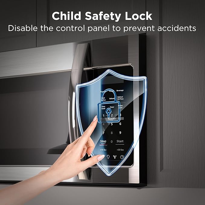 BLACK+DECKER Over the Range Microwave Oven with Vent and One-Touch Auto Cooking, 1.7 cu. ft. OTR Over Stove Microwave, Stainless Steel, 1000 Watts, EM044K6CE-SS