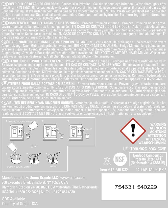 Urnex - Rinza Alkaline Formula Milk Frother Cleaner - 33.6 Ounce