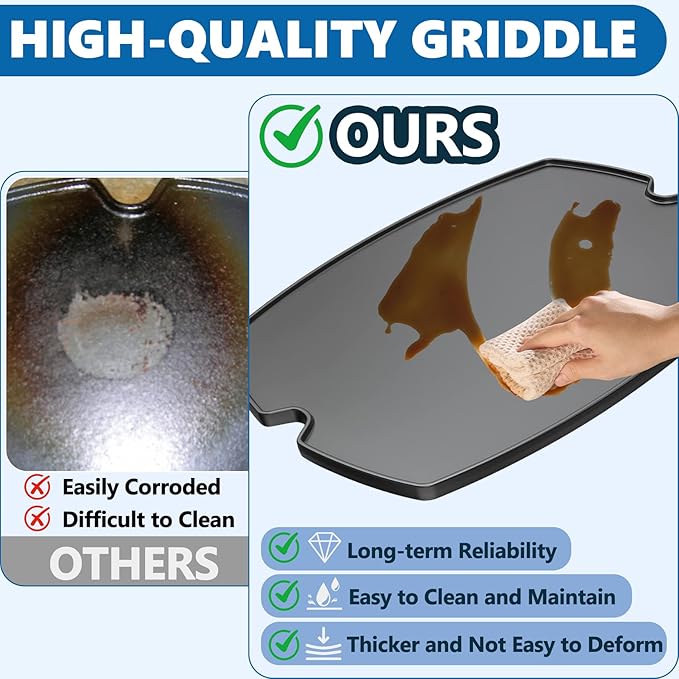 Safbbcue 7583 21.5" Cast Iron Griddle for Weber Q2200 Q2000 Q2400 Q200 Q220 Q240 Series Gas Grill Griddle Plate fits Weber 53060001 54060001 54060301 567798 592001 Grill Replaces Grate 7645