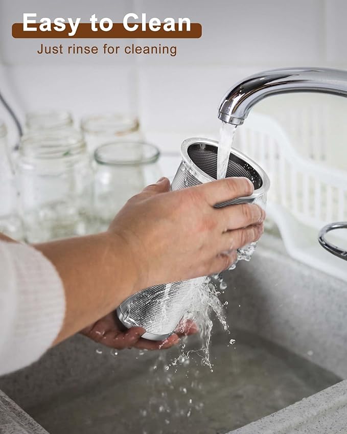 Cold Brew Coffee Filter for 64oz Wide Mouth Mason Jar Pitcher - Fine Mesh, Reusable 304 Stainless Steel Strainer with Sealing Ring, Cold Brew Strainer for Cold Brew Coffee Maker, Tea Infuser