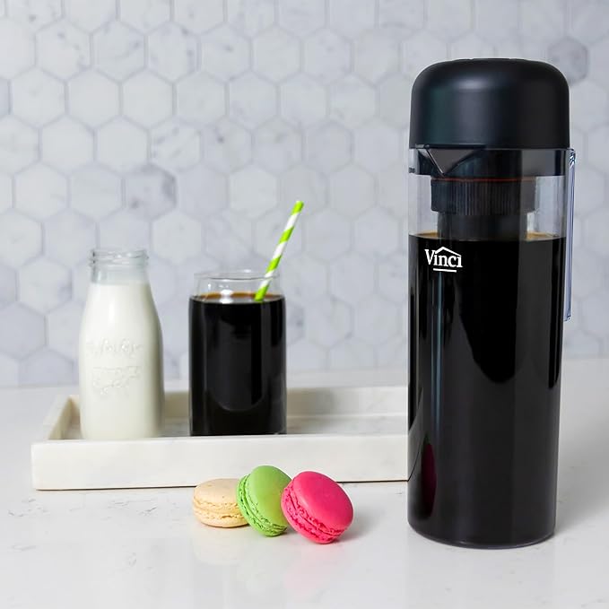 VINCI Express2 Electric Cold Brew Coffee Maker: 37 oz., Fast, Customizable, Low-Acid Brews with Patented Circle Flow Technology Digital Controls, 3 Brew Settings, Self-Cleaning Function
