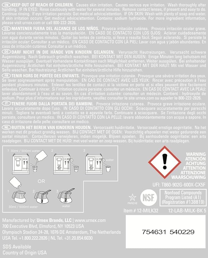 Urnex - Rinza Alkaline Formula Milk Frother Cleaner - 33.6 Ounce