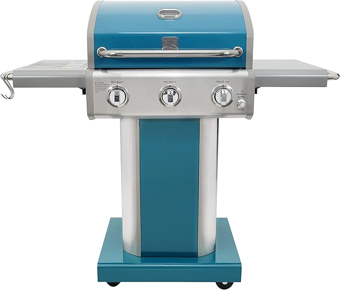 Kenmore 3-Burner Outdoor BBQ Grill | Liquid Propane Barbecue Gas Grill Bundle with Grill Cover
