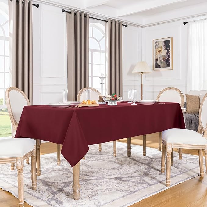 Softalker Rectangle Tablecloth, Waterproof & Stain Resistant Table Cloths Wrinkle Free Fabric Washable 210GSM Polyester Table Cover for Dining/Party/Outdoor - 54 x 78 inch,Burgundy