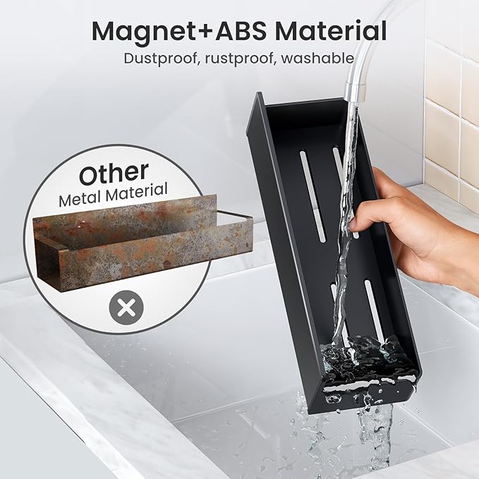 Magnetic Spice Rack for Refrigerator, Kitchen Organizer and Storage Shelf, Black (6 Pack)…