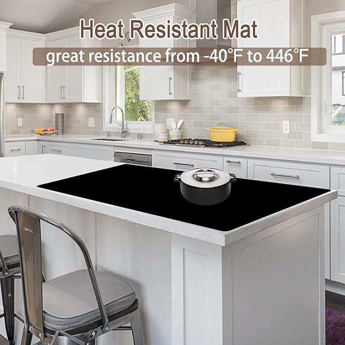 Silicone Mats for Kitchen Counter, 48"x32"(120cmx80cm) Large Heat Resistant Mat Kitchen Island Waterproof Countertop Protector Mat Nons-slip Extra Large Counter Mat, Dark Gray