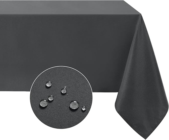 Softalker Rectangle Tablecloth, Waterproof & Stain Resistant Table Cloths Wrinkle Free Fabric Washable 210GSM Polyester Table Cover for Dining/Party/Outdoor - 54 x 78 inch,Grey