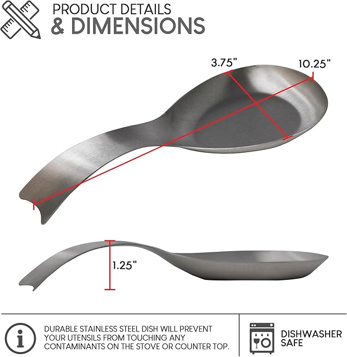 Stainless Steel Utensil Holder Spoon Rest Stovetop Kitchen Silverware Elegant Approach, EXULTIMATE