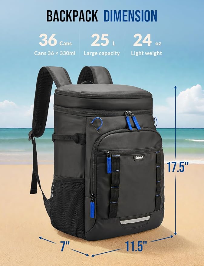 Backpack Cooler Insulated Leak Proof 36/40 Cans Large Capacity Soft Insulated Cooler Bag Lightweight Lunch Backpack for Men Women Work Travel Beach Camping Picnic Hiking - Black
